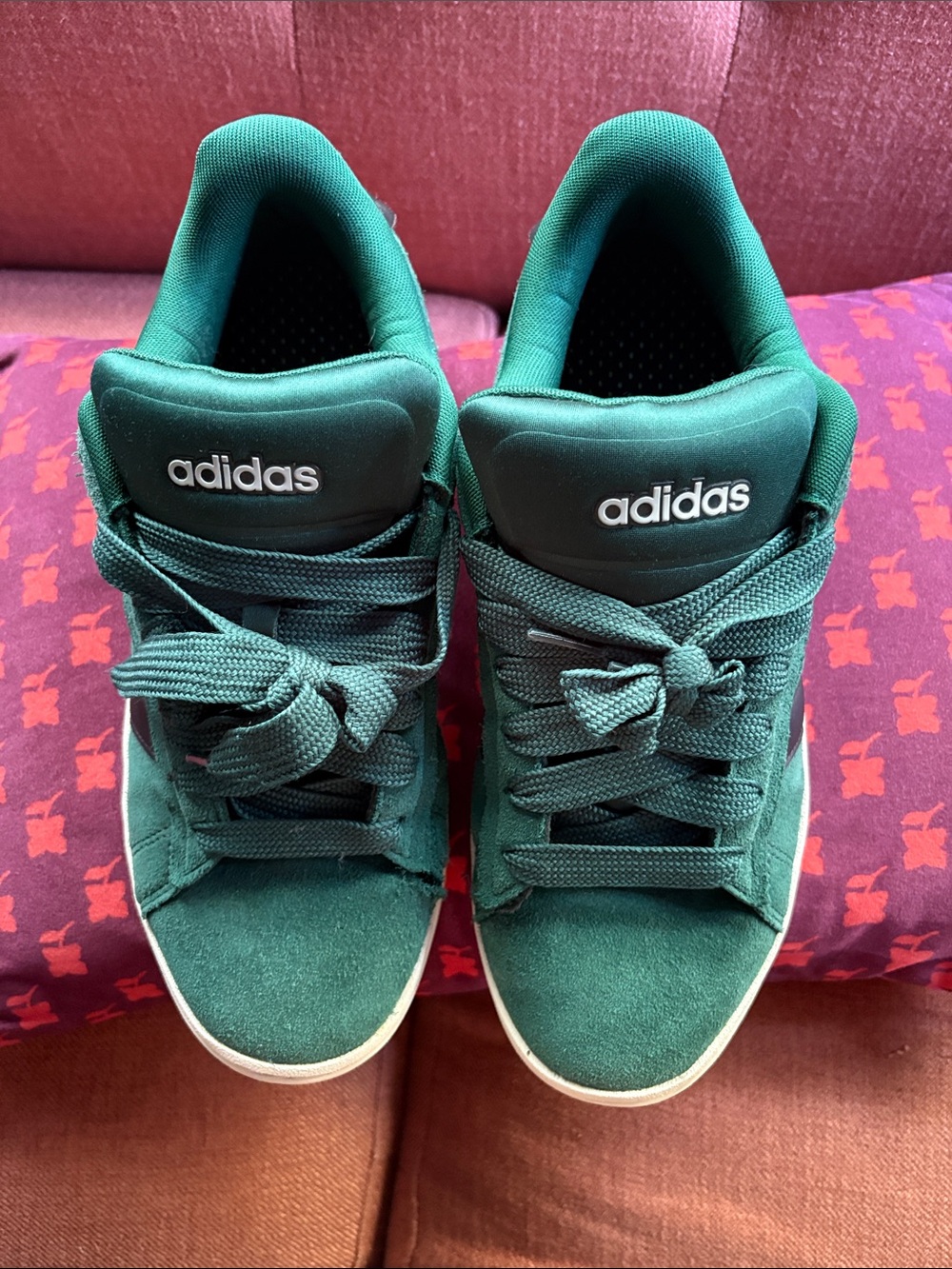 Adidas Chunky Green Suede Low-Top Sneakers with Black Stripes
